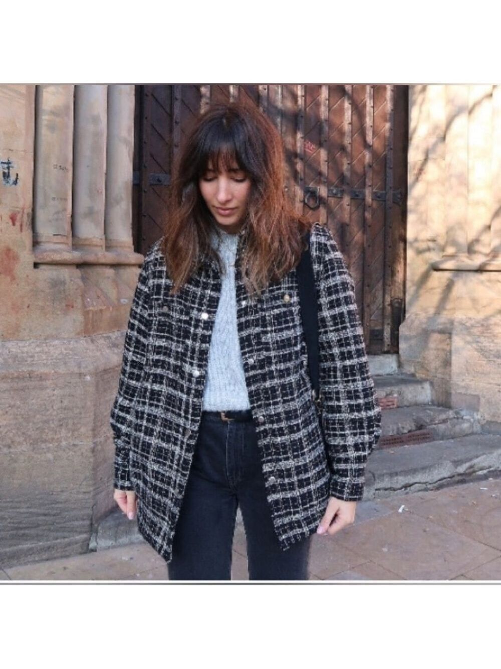 H&M | Black Checked Jacquard Weave Jacket - Picture 3 of 14